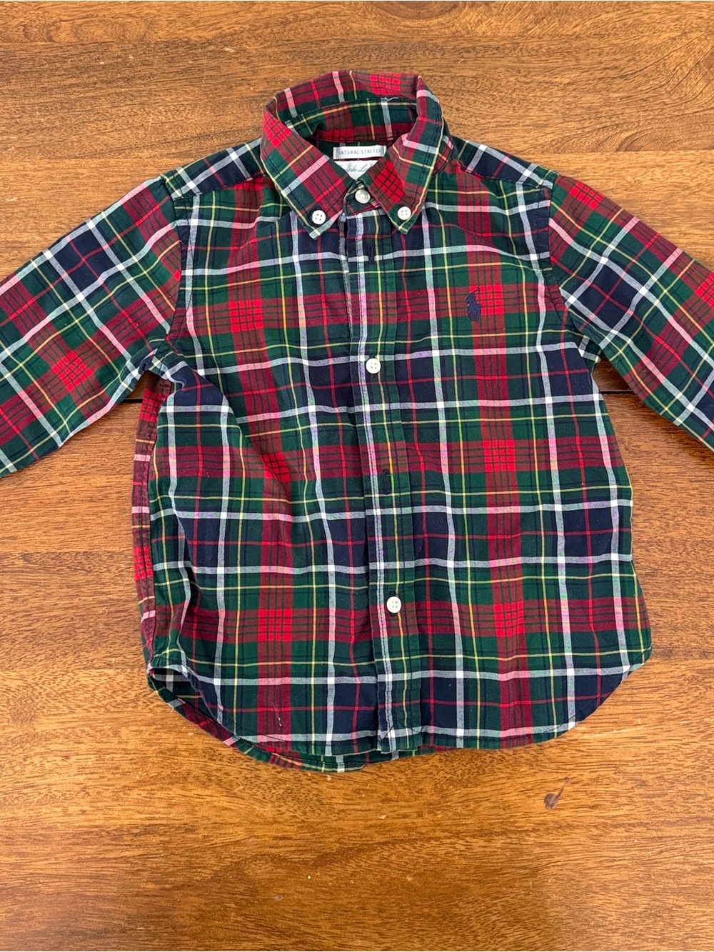 Ralph Lauren Boys Red, Green & Navy Plaid Tartan Button-Down Shirt 24 months - Picture 2 of 4